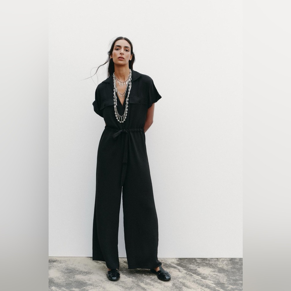 Zara Classic Black Jumpsuit one piece Small BRAND NEW